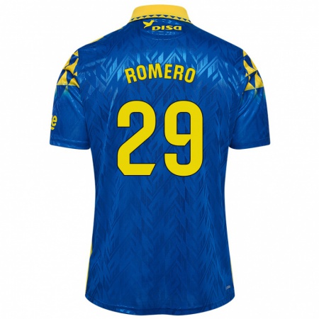 Kandiny Enfant Maillot Elías Romero #29 Bleu Jaune Tenues Extérieur 2024/25 T-Shirt