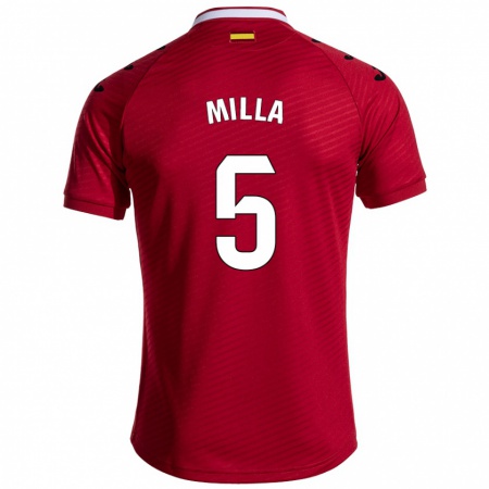 Kandiny Enfant Maillot Luis Milla #5 Rouge Foncé Tenues Extérieur 2024/25 T-Shirt