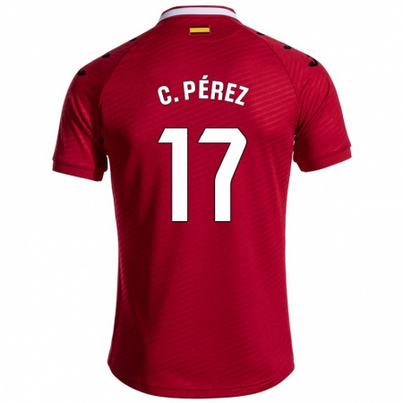 Kandiny Enfant Maillot Carles Pérez #17 Rouge Foncé Tenues Extérieur 2024/25 T-Shirt