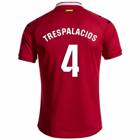 Kandiny Enfant Maillot Adrián Trespalacios #4 Rouge Foncé Tenues Extérieur 2024/25 T-Shirt