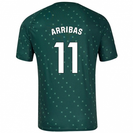 Kandiny Enfant Maillot Sergio Arribas #11 Vert Foncé Tenues Extérieur 2024/25 T-Shirt