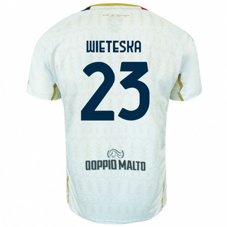 Kandiny Enfant Maillot Mateusz Wieteska #23 Blanc Tenues Extérieur 2024/25 T-Shirt