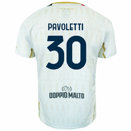 Kandiny Enfant Maillot Leonardo Pavoletti #30 Blanc Tenues Extérieur 2024/25 T-Shirt