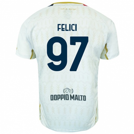 Kandiny Enfant Maillot Mattia Felici #97 Blanc Tenues Extérieur 2024/25 T-Shirt