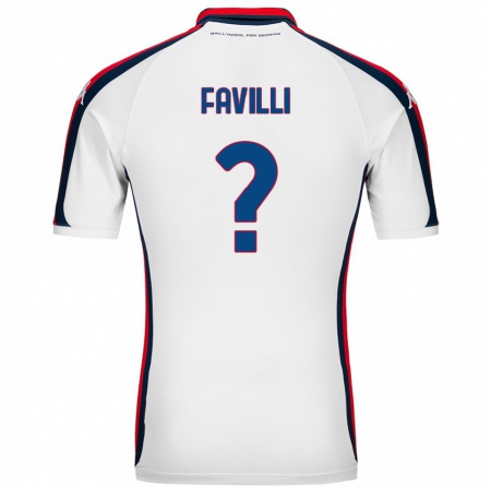 Kandiny Enfant Maillot Andrea Favilli #0 Blanc Tenues Extérieur 2024/25 T-Shirt