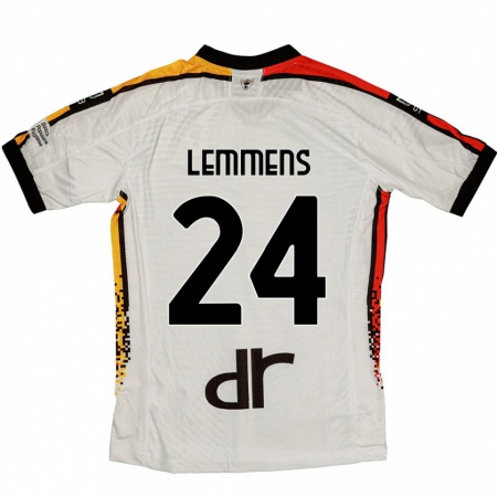 Kandiny Enfant Maillot Mats Lemmens #24 Blanc Noir Tenues Extérieur 2024/25 T-Shirt