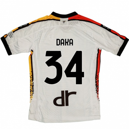 Kandiny Enfant Maillot Dario Daka #34 Blanc Noir Tenues Extérieur 2024/25 T-Shirt