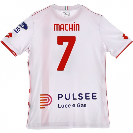 Kandiny Enfant Maillot José Machín #7 Blanc Rouge Tenues Extérieur 2024/25 T-Shirt