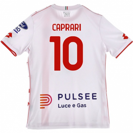 Kandiny Enfant Maillot Gianluca Caprari #10 Blanc Rouge Tenues Extérieur 2024/25 T-Shirt