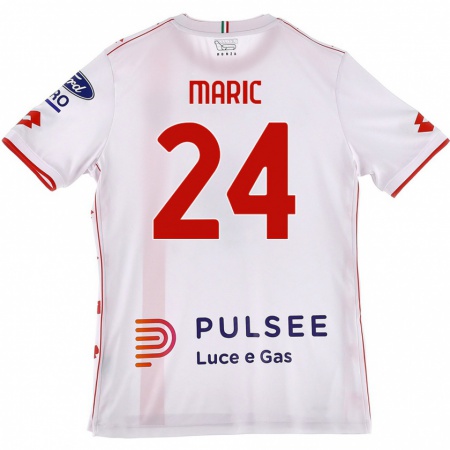 Kandiny Enfant Maillot Mirko Maric #24 Blanc Rouge Tenues Extérieur 2024/25 T-Shirt