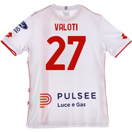 Kandiny Enfant Maillot Mattia Valoti #27 Blanc Rouge Tenues Extérieur 2024/25 T-Shirt