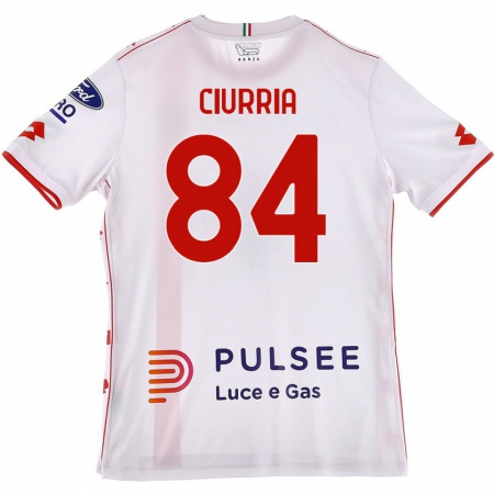 Kandiny Enfant Maillot Patrick Ciurria #84 Blanc Rouge Tenues Extérieur 2024/25 T-Shirt