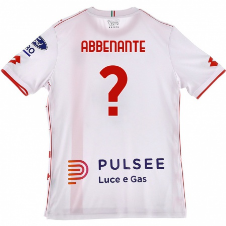 Kandiny Enfant Maillot Alessandro Abbenante #0 Blanc Rouge Tenues Extérieur 2024/25 T-Shirt