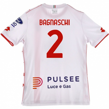 Kandiny Enfant Maillot Alessandro Bagnaschi #2 Blanc Rouge Tenues Extérieur 2024/25 T-Shirt