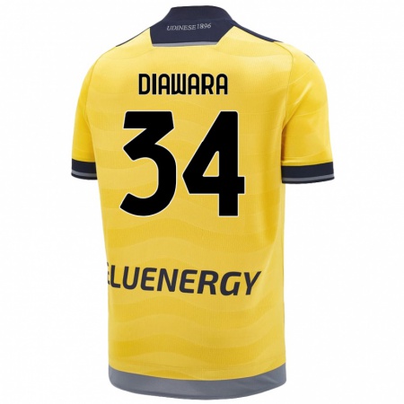 Kandiny Enfant Maillot Sekou Diawara #34 Doré Tenues Extérieur 2024/25 T-Shirt