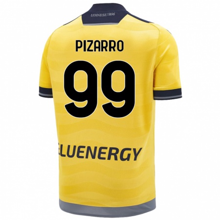 Kandiny Enfant Maillot Damián Pizarro #99 Doré Tenues Extérieur 2024/25 T-Shirt