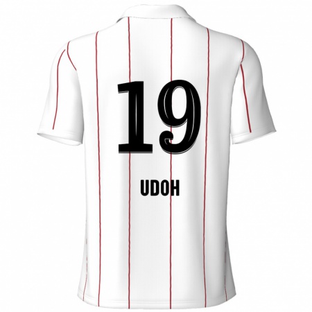 Kandiny Enfant Maillot Victor Udoh #19 Blanc Noir Tenues Extérieur 2024/25 T-Shirt