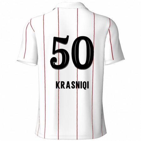 Kandiny Enfant Maillot Laurit Krasniqi #50 Blanc Noir Tenues Extérieur 2024/25 T-Shirt