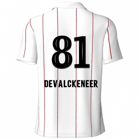 Kandiny Enfant Maillot Niels Devalckeneer #81 Blanc Noir Tenues Extérieur 2024/25 T-Shirt