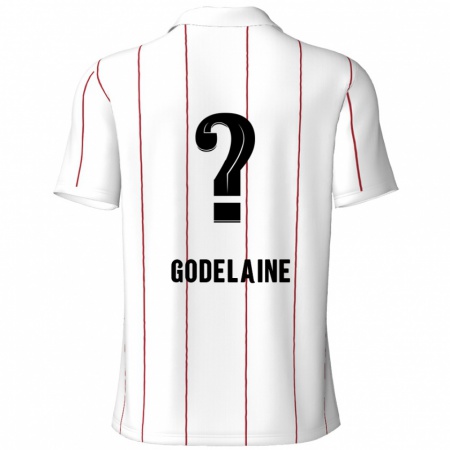 Kandiny Enfant Maillot Jeff Godelaine #0 Blanc Noir Tenues Extérieur 2024/25 T-Shirt