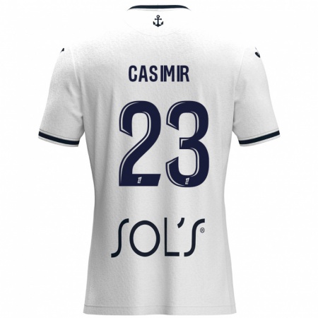 Kandiny Enfant Maillot Josué Casimir #23 Blanc Bleu Foncé Tenues Extérieur 2024/25 T-Shirt