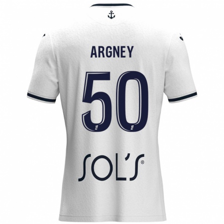 Kandiny Enfant Maillot Paul Argney #50 Blanc Bleu Foncé Tenues Extérieur 2024/25 T-Shirt