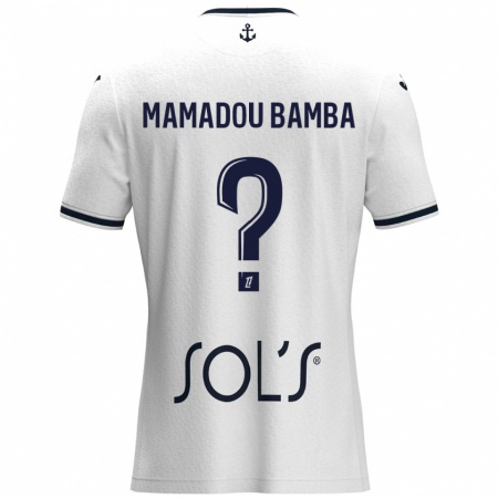 Kandiny Enfant Maillot Ben Mamadou Bamba #0 Blanc Bleu Foncé Tenues Extérieur 2024/25 T-Shirt