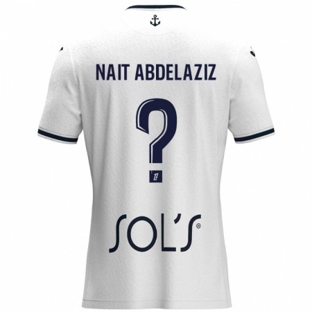 Kandiny Enfant Maillot Elias Naït Abdelaziz #0 Blanc Bleu Foncé Tenues Extérieur 2024/25 T-Shirt