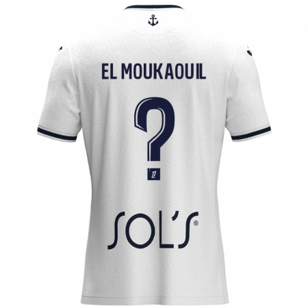 Kandiny Enfant Maillot Mohamed El Moukaouil #0 Blanc Bleu Foncé Tenues Extérieur 2024/25 T-Shirt