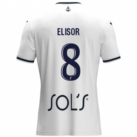 Kandiny Enfant Maillot Salomé Elisor #8 Blanc Bleu Foncé Tenues Extérieur 2024/25 T-Shirt