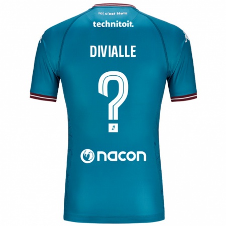 Kandiny Enfant Maillot Charles Divialle #0 Bleu Pétrole Tenues Extérieur 2024/25 T-Shirt