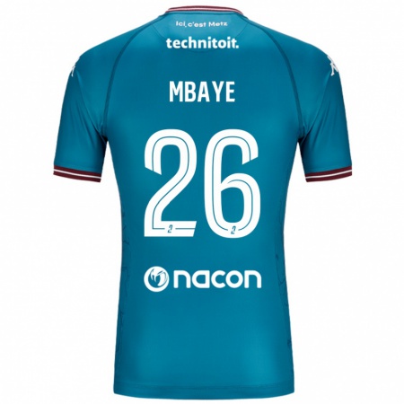 Kandiny Enfant Maillot Malick Mbaye #26 Bleu Pétrole Tenues Extérieur 2024/25 T-Shirt