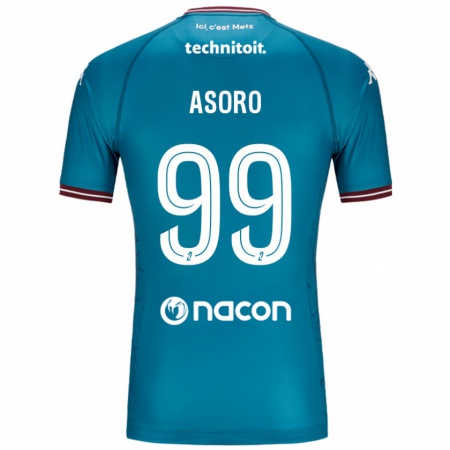 Kandiny Enfant Maillot Joel Asoro #99 Bleu Pétrole Tenues Extérieur 2024/25 T-Shirt