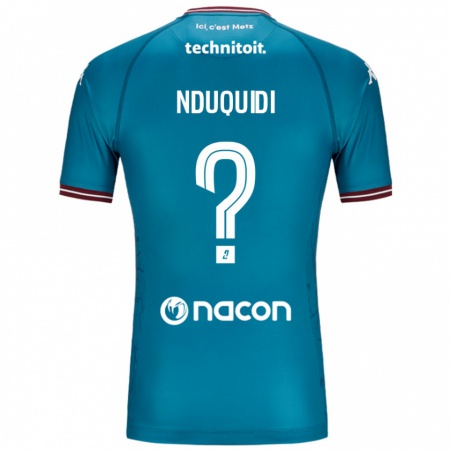 Kandiny Enfant Maillot Benjamin Nduquidi #0 Bleu Pétrole Tenues Extérieur 2024/25 T-Shirt