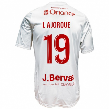 Kandiny Enfant Maillot Ludovic Ajorque #19 Blanc Rouge Tenues Extérieur 2024/25 T-Shirt