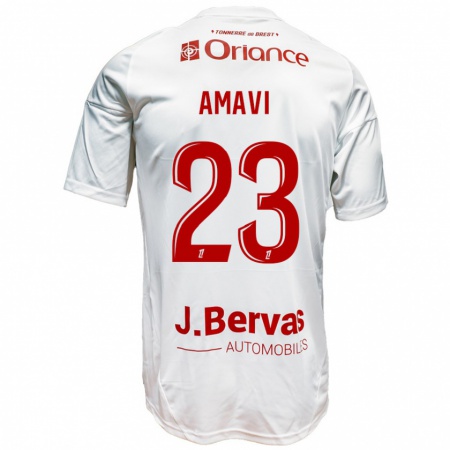 Kandiny Enfant Maillot Jordan Amavi #23 Blanc Rouge Tenues Extérieur 2024/25 T-Shirt