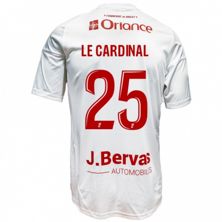 Kandiny Enfant Maillot Julien Le Cardinal #25 Blanc Rouge Tenues Extérieur 2024/25 T-Shirt