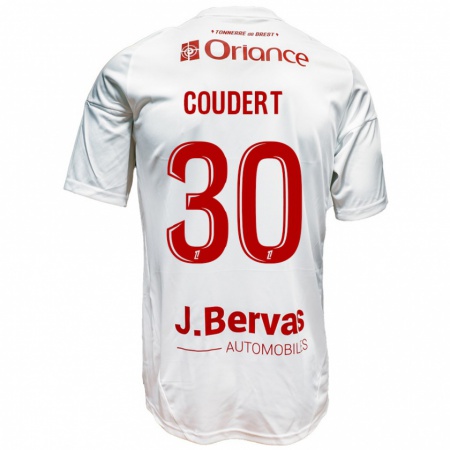 Kandiny Enfant Maillot Grégoire Coudert #30 Blanc Rouge Tenues Extérieur 2024/25 T-Shirt