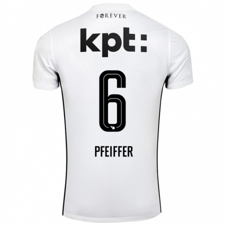 Kandiny Enfant Maillot Patric Pfeiffer #6 Blanc Noir Tenues Extérieur 2024/25 T-Shirt