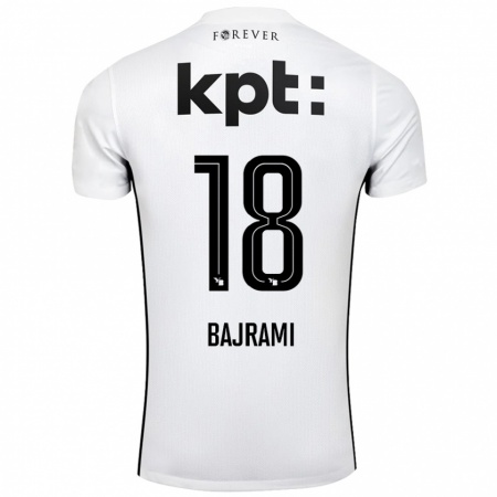 Kandiny Enfant Maillot Ardian Bajrami #18 Blanc Noir Tenues Extérieur 2024/25 T-Shirt