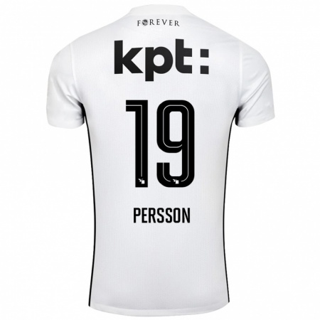 Kandiny Enfant Maillot Noah Persson #19 Blanc Noir Tenues Extérieur 2024/25 T-Shirt