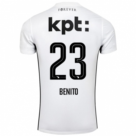 Kandiny Enfant Maillot Loris Benito #23 Blanc Noir Tenues Extérieur 2024/25 T-Shirt