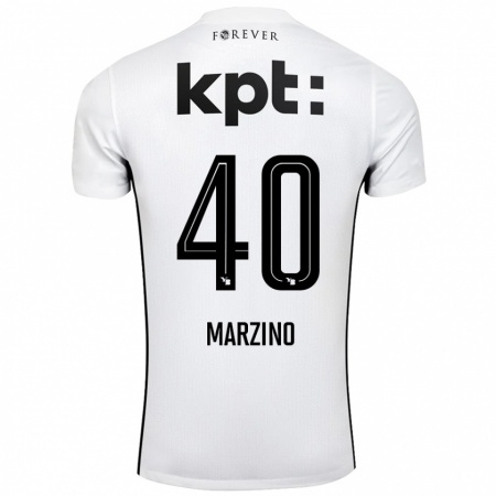 Kandiny Enfant Maillot Dario Marzino #40 Blanc Noir Tenues Extérieur 2024/25 T-Shirt