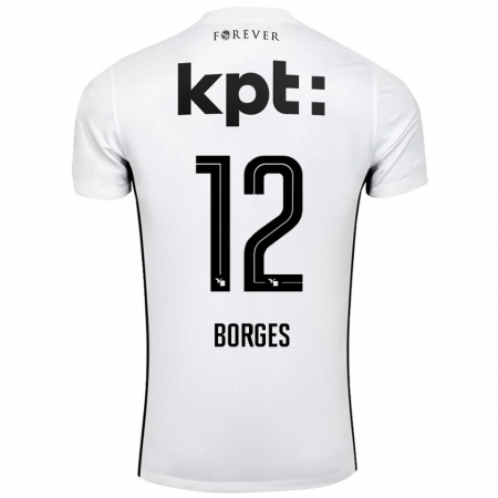 Kandiny Enfant Maillot David Borges #12 Blanc Noir Tenues Extérieur 2024/25 T-Shirt