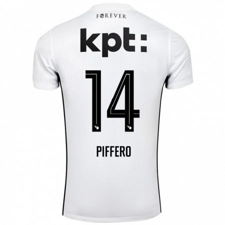 Kandiny Enfant Maillot David Piffero #14 Blanc Noir Tenues Extérieur 2024/25 T-Shirt