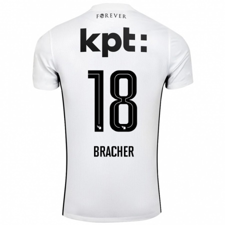 Kandiny Enfant Maillot Jasha Bracher #18 Blanc Noir Tenues Extérieur 2024/25 T-Shirt