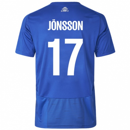 Kandiny Enfant Maillot Neo Jönsson #17 Blanc Bleu Tenues Extérieur 2024/25 T-Shirt