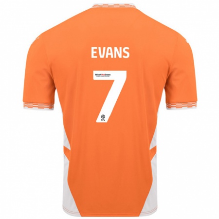 Kandiny Homme Maillot Lee Evans #7 Orange Blanc Tenues Domicile 2024/25 T-Shirt