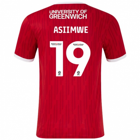 Kandiny Homme Maillot Nathan Asiimwe #19 Rouge Blanc Tenues Domicile 2024/25 T-Shirt