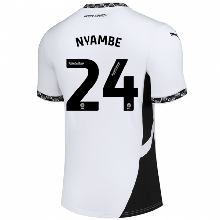 Kandiny Homme Maillot Ryan Nyambe #24 Blanc Noir Tenues Domicile 2024/25 T-Shirt